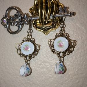 Floral Porcelain Dangle Earrings